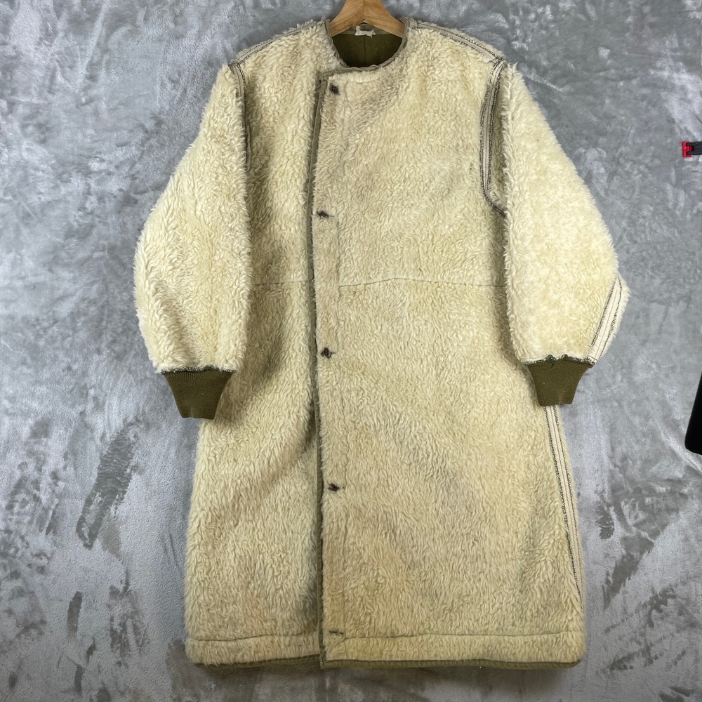 Vintage 1940s US Military Liner Coat Deep Pile Long Jacket Ski Parka Reversible